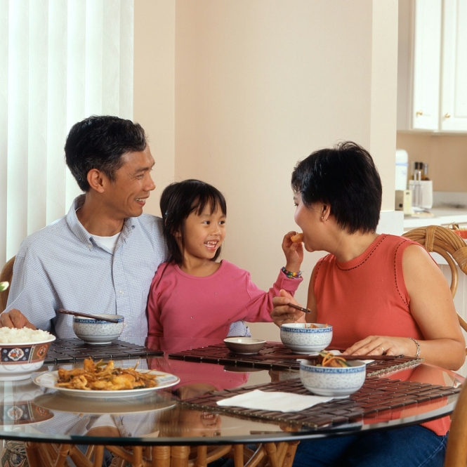 family eating at the table
