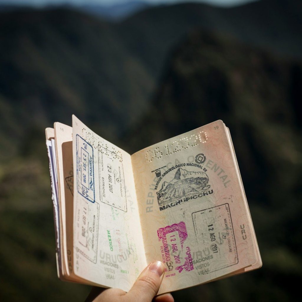 person holding passport